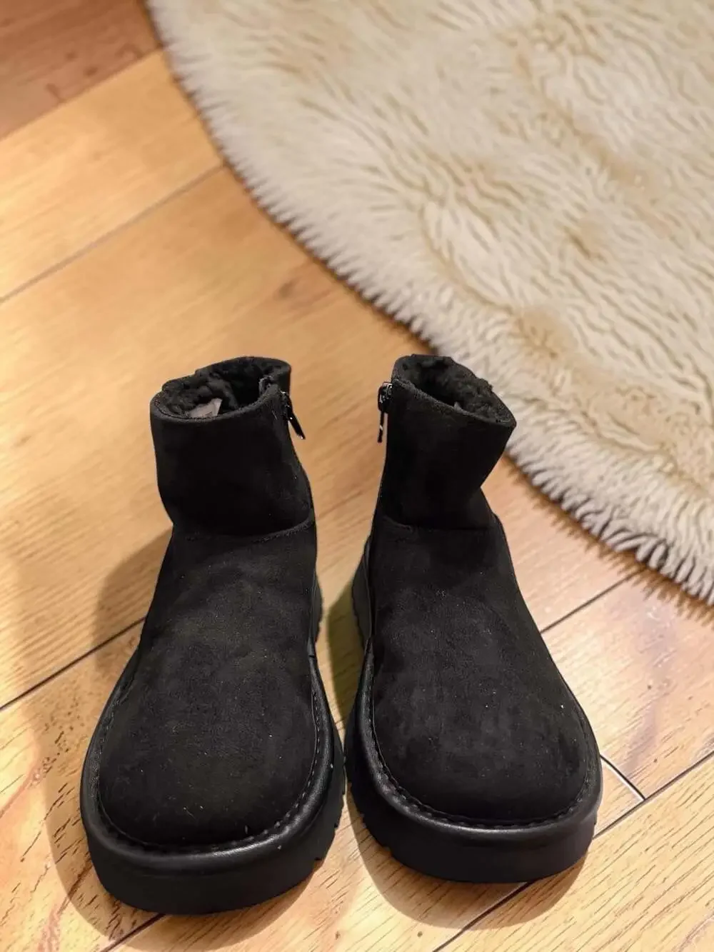 Cat & Jack Kids' Honor Faux Suede Platform Zipper Boots, Black, Size 13